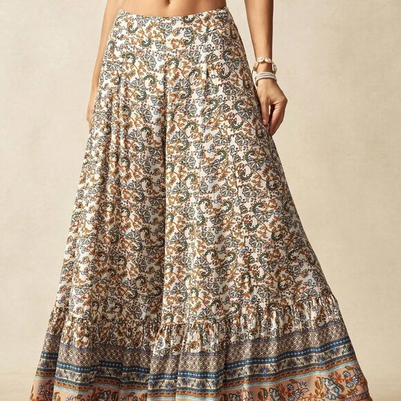 Multicolor Boho Women's Woven Printed High Waist Pants - Picture 7 of 7